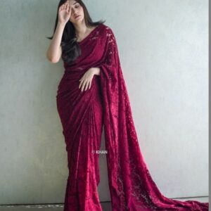 Maroon Net saree