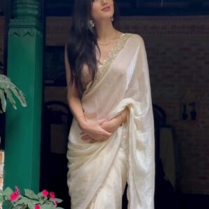 White silk saree