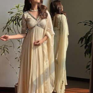 white Anarkali suit